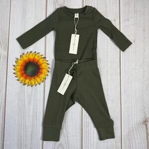 colored organics baby ribbed outfit 3-6M